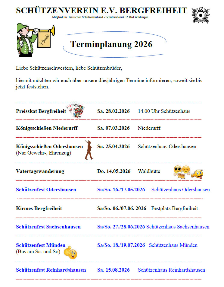 Terminplanung 2026